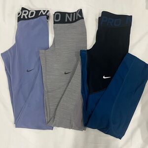 Nike Pro Leggings - Black, Gray, Blue